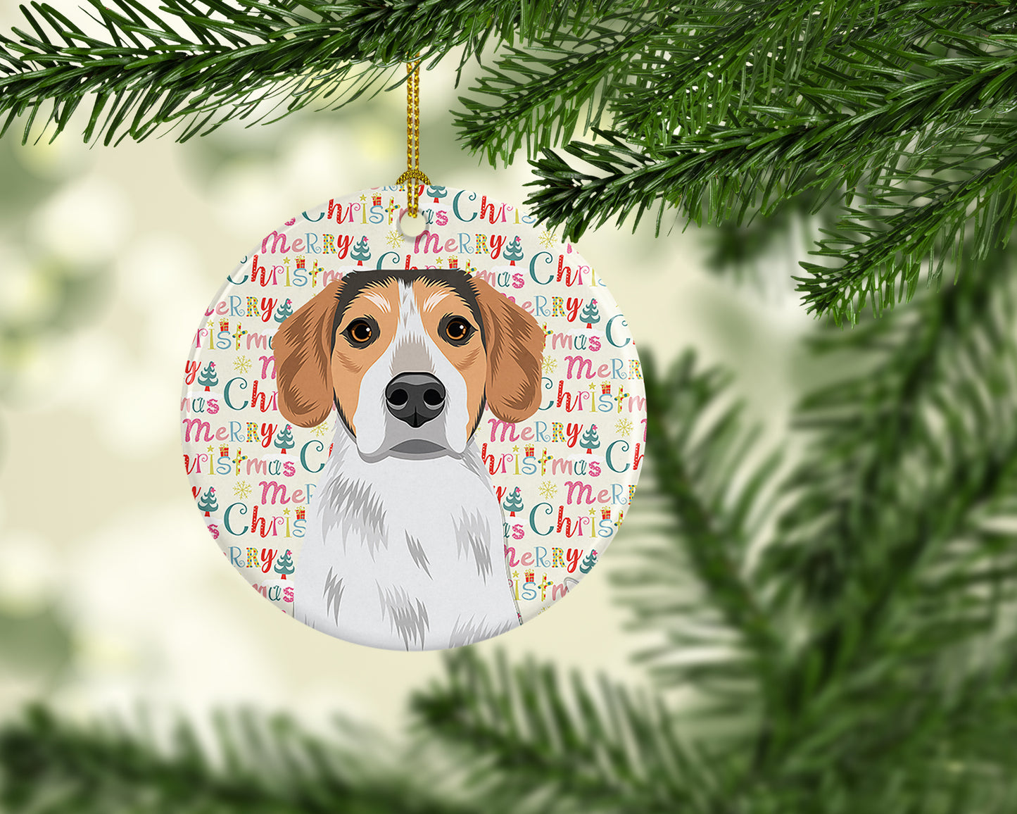 Beagle Tricolor #2 Christmas Ceramic Ornament