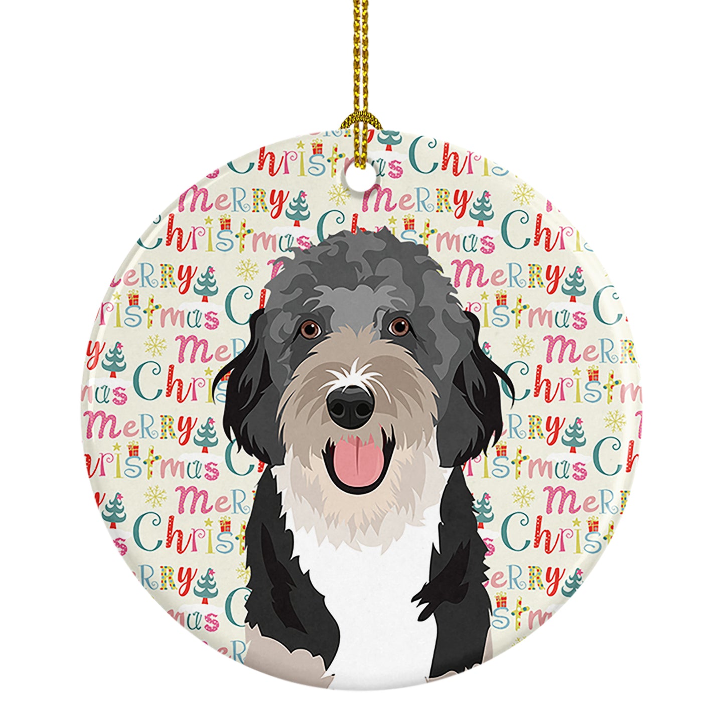 Buy this Doodle Black Tricolor #1 Christmas  Ceramic Ornament