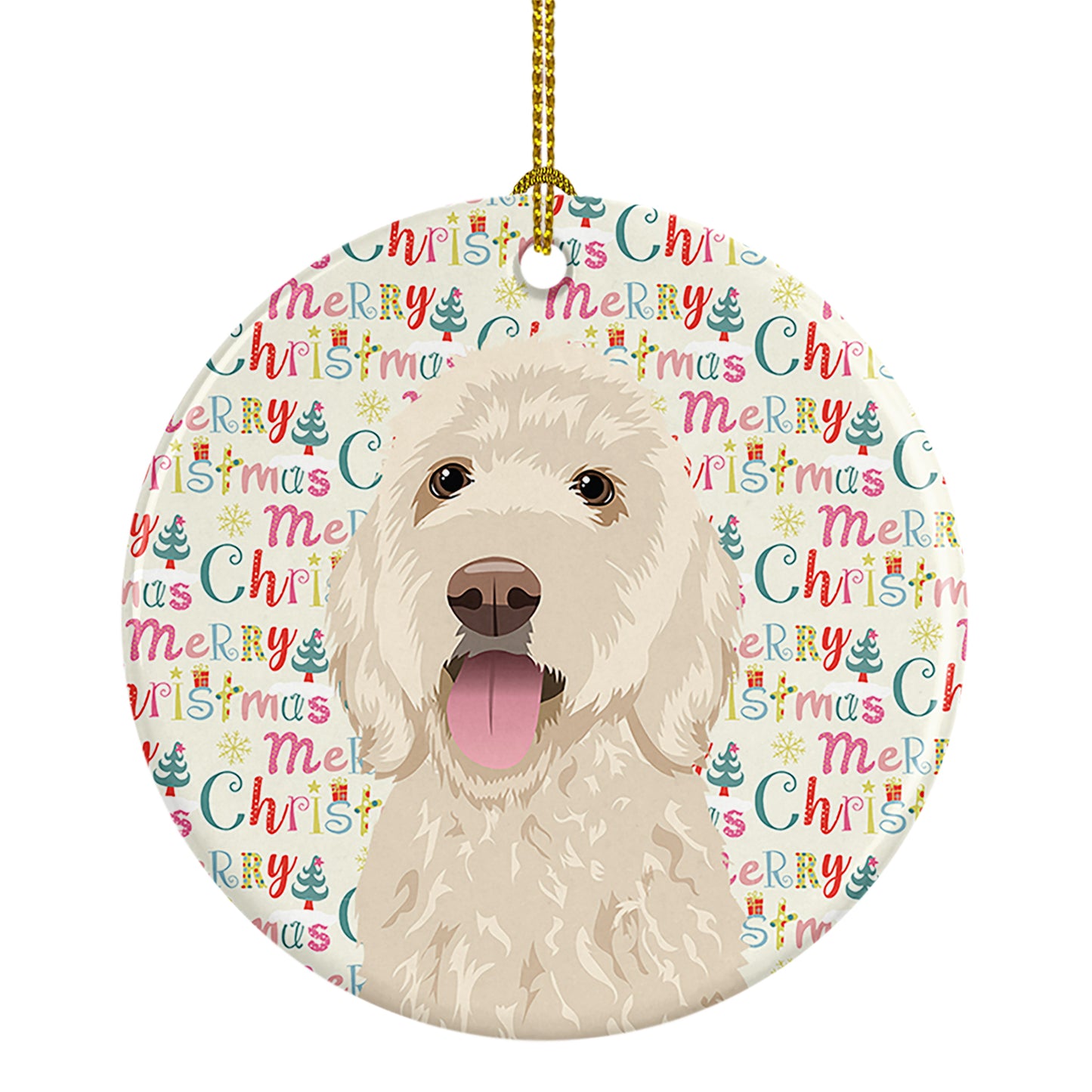 Buy this Doodle Cream #5 Christmas Ceramic Ornament