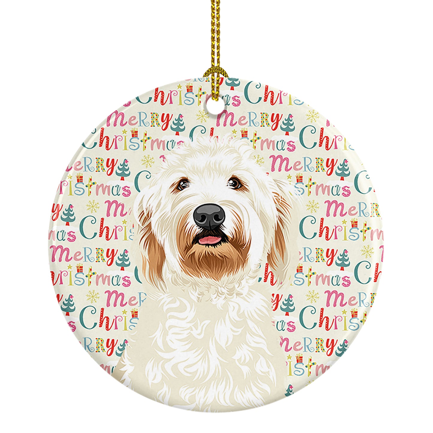 Buy this Doodle Cream #6 Christmas Ceramic Ornament