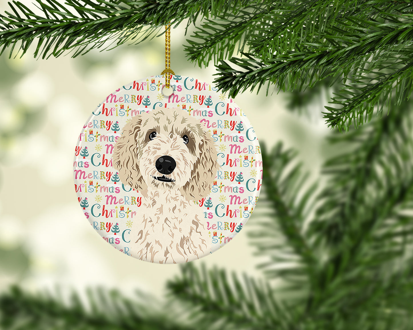 Doodle Cream #7 Christmas Ceramic Ornament