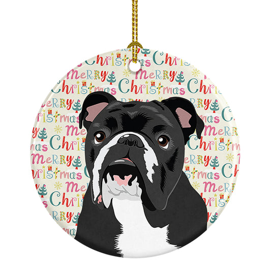 Buy this English Bulldog Black and White Christmas Ceramic Ornament