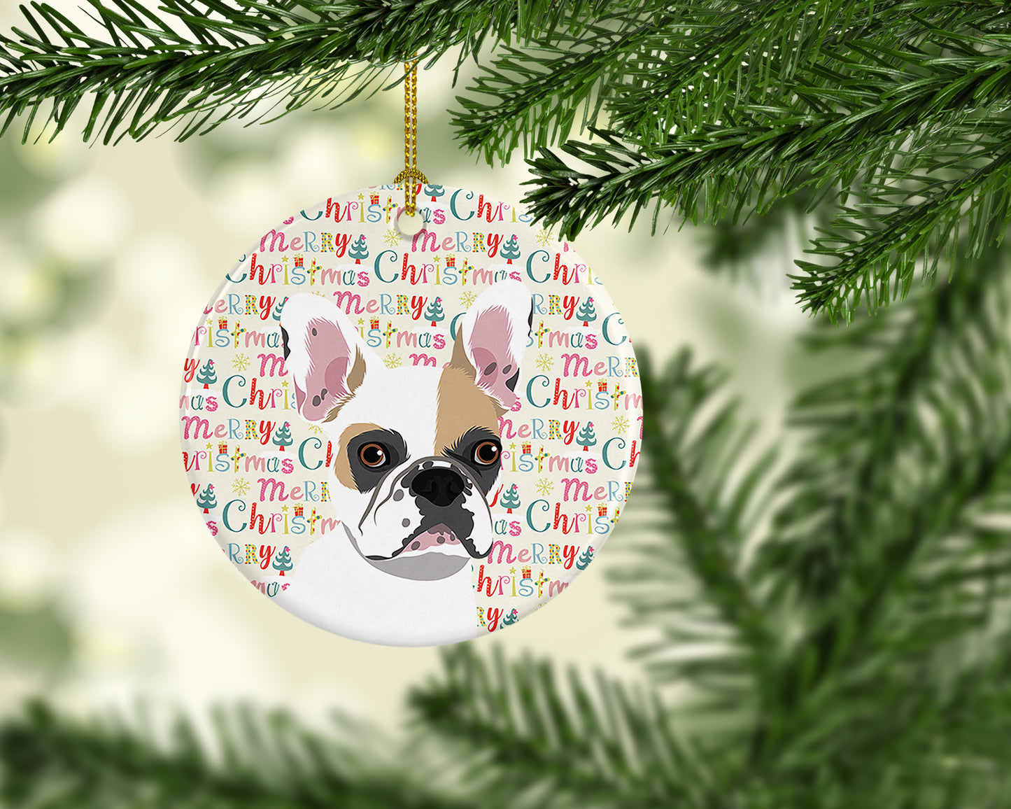 French Bulldog White #1 Christmas Ceramic Ornament