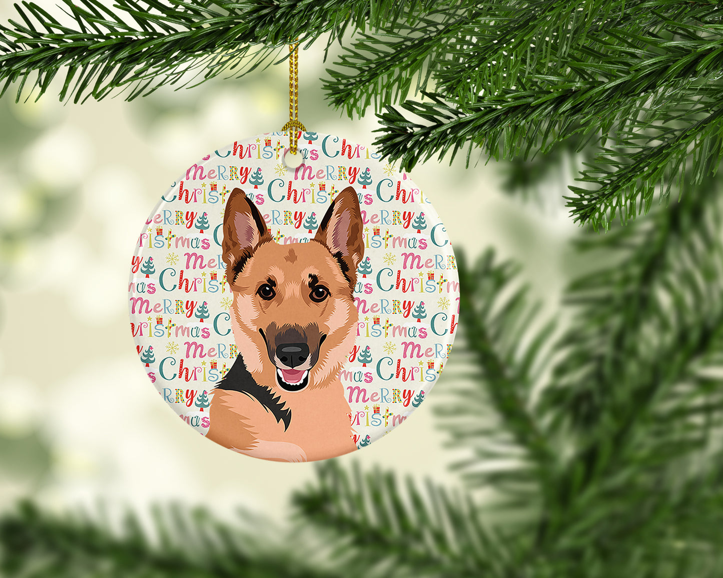 German Shepherd Black and Tan #1 Christmas Ceramic Ornament