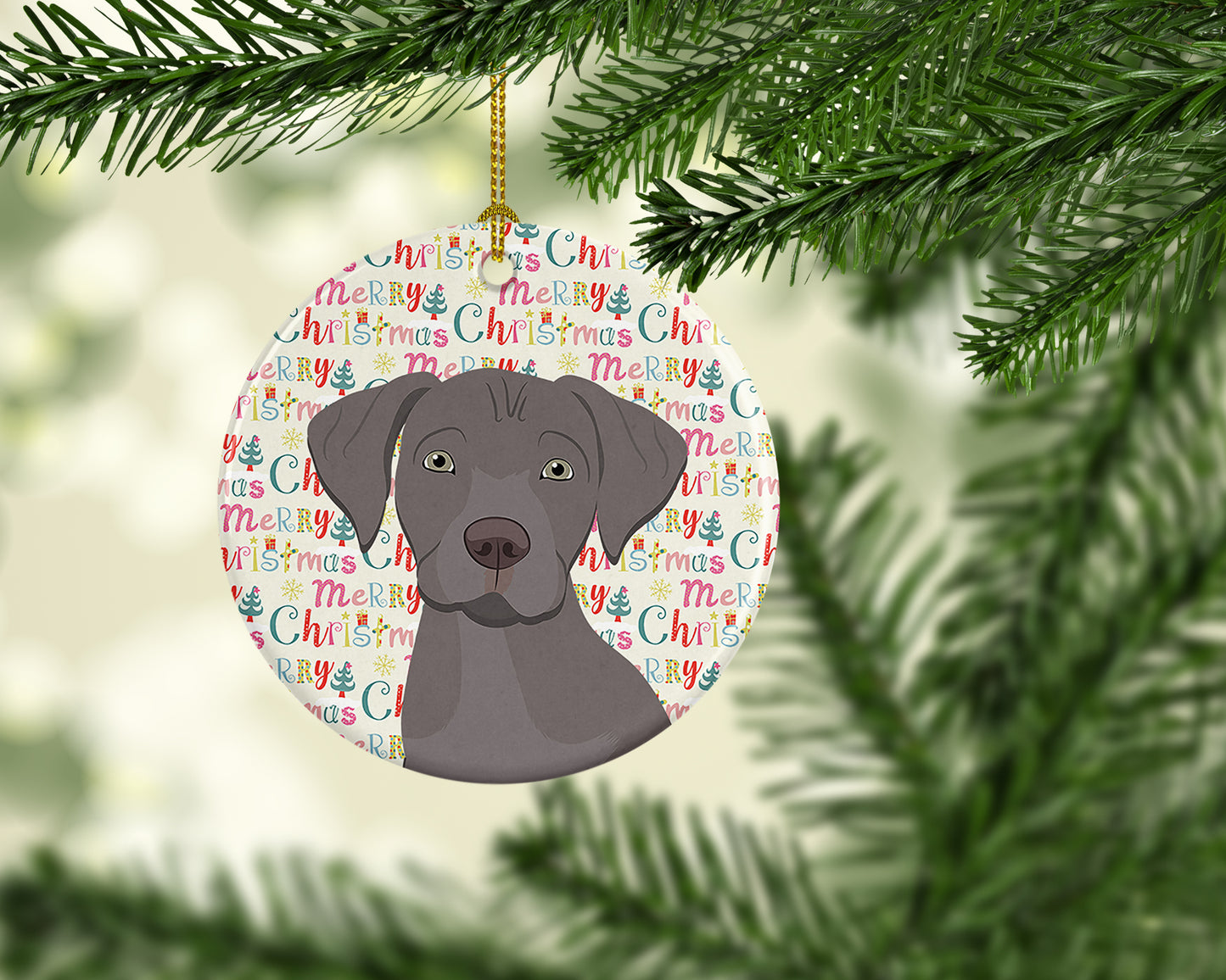 Labrador Retriever Gray Puppy Christmas Ceramic Ornament