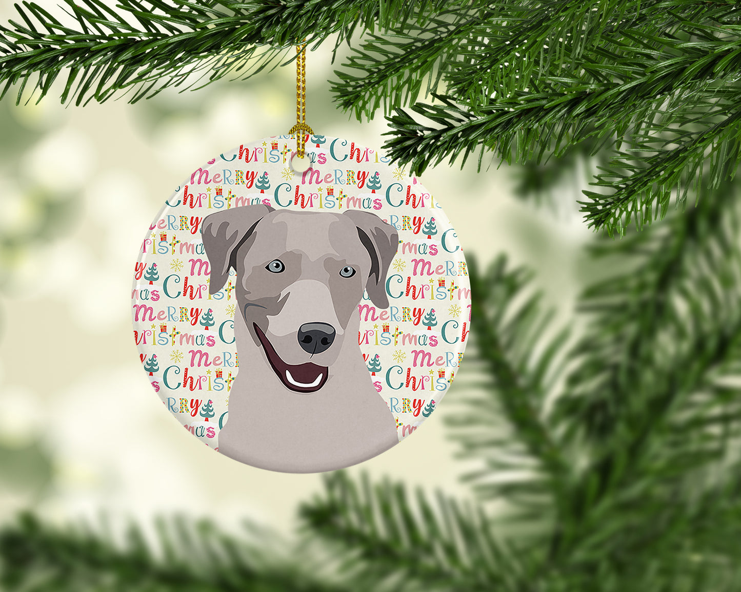 Labrador Retriever Gray Christmas Ceramic Ornament