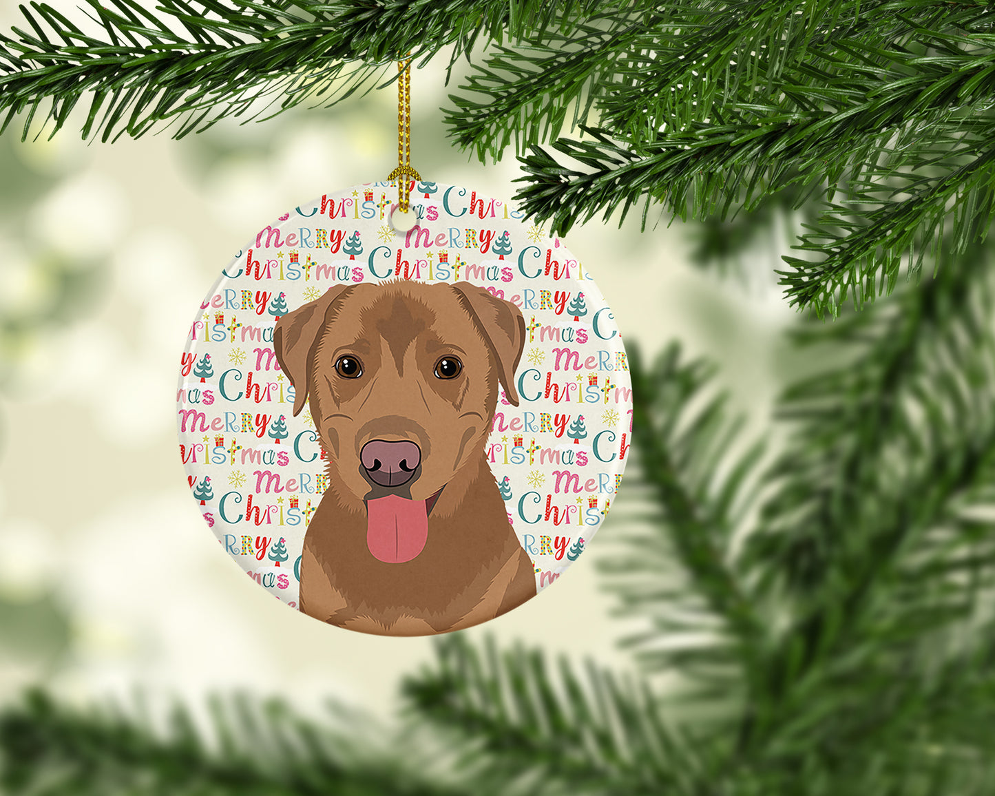 Labrador Retriever Red Christmas Ceramic Ornament