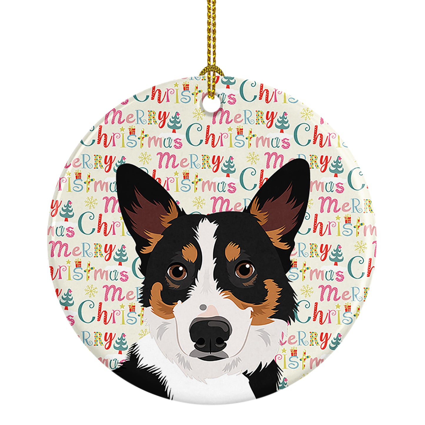 Buy this Pembroke Welsh Corgi Tricolor Black-Headed #1 Christmas Ceramic Ornament