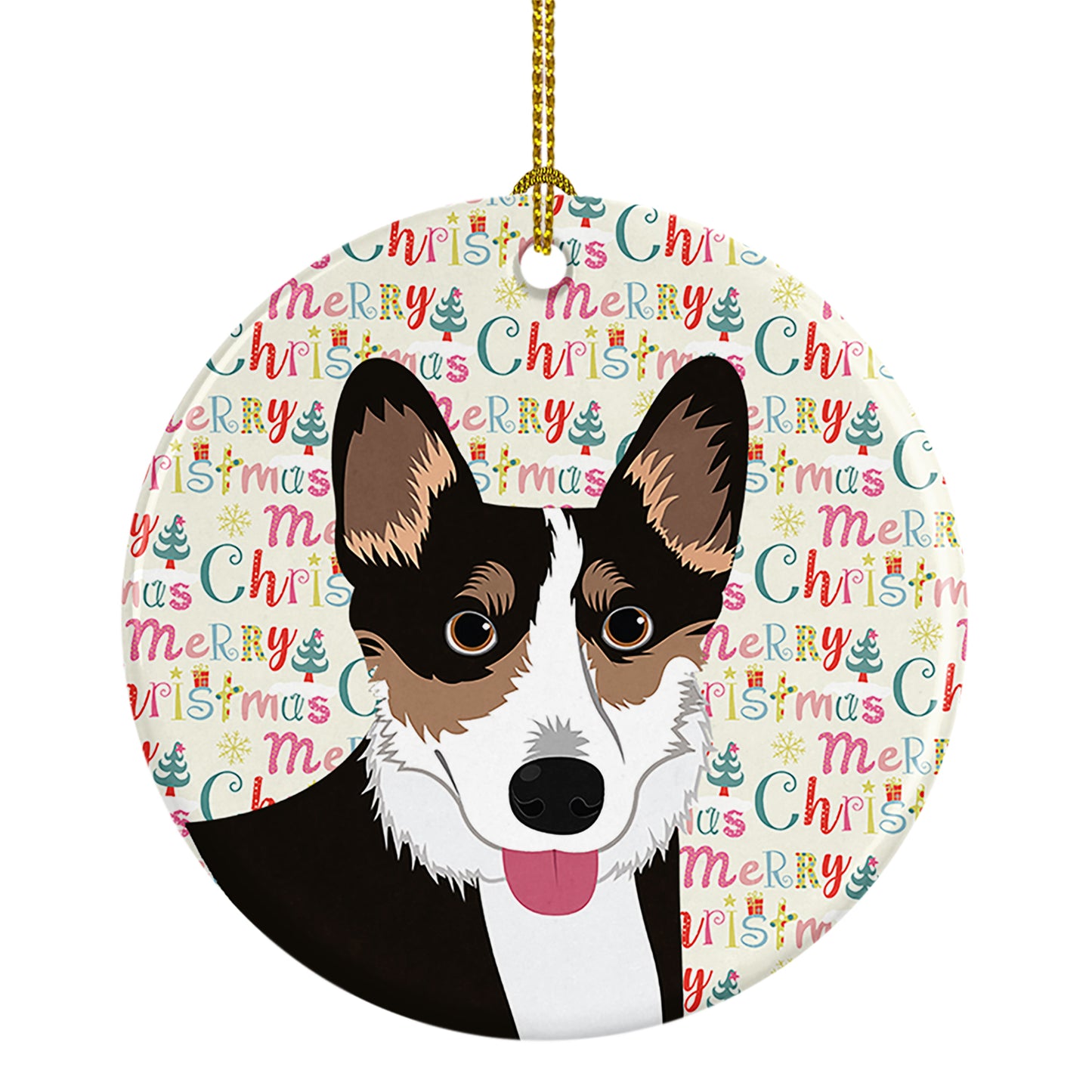 Buy this Pembroke Welsh Corgi Tricolor Black-Headed #2 Christmas Ceramic Ornament