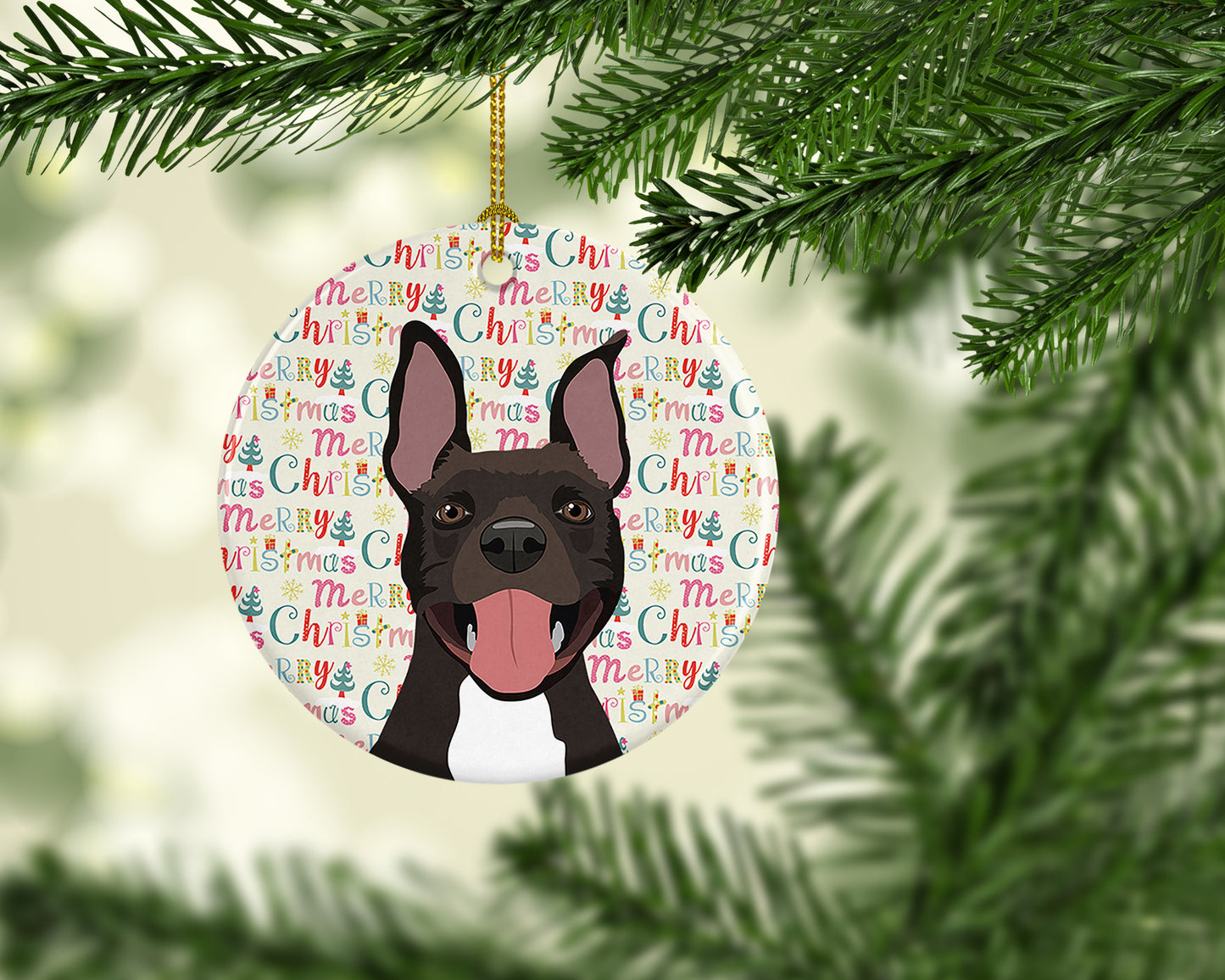 Pit Bull Black #4 Christmas Ceramic Ornament