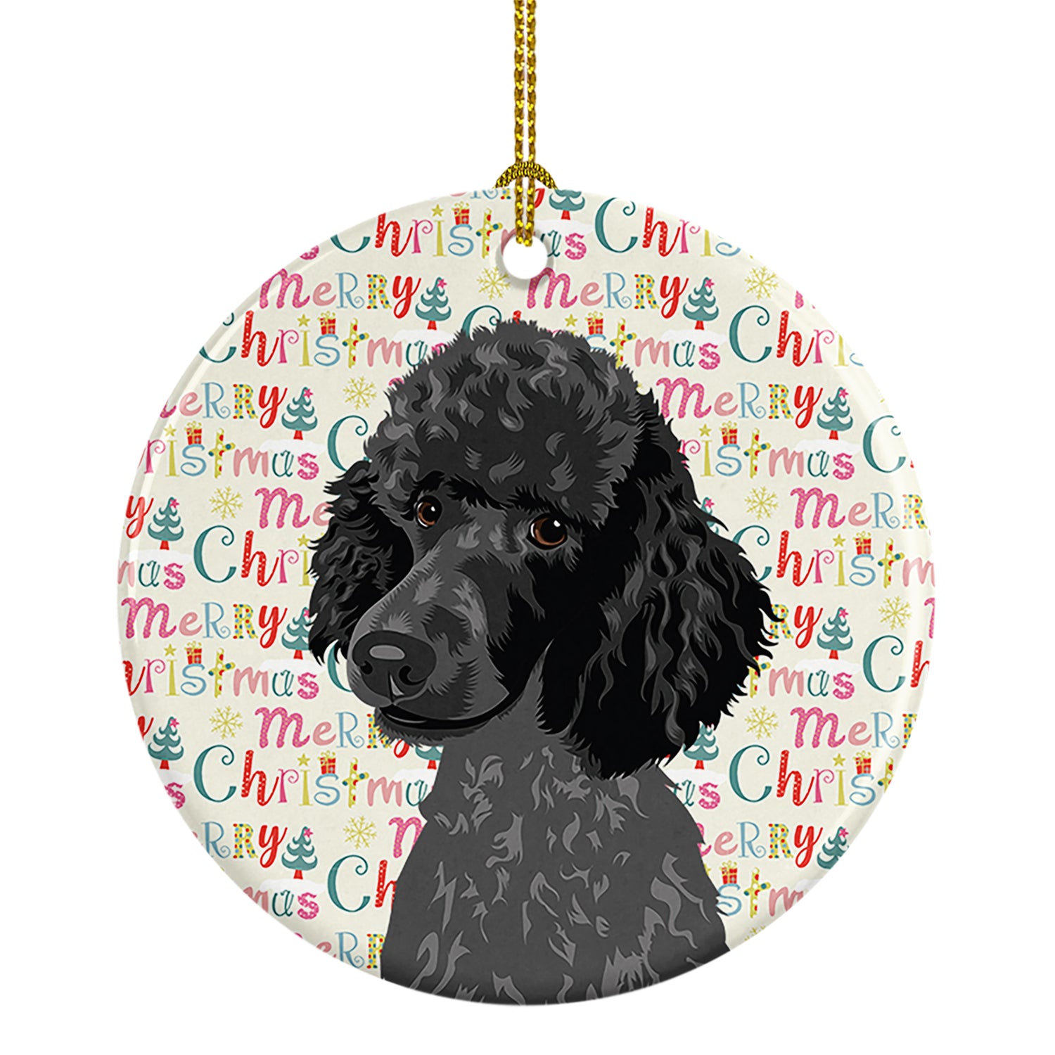 Buy this Poodle Standard Black Christmas Ceramic Ornament