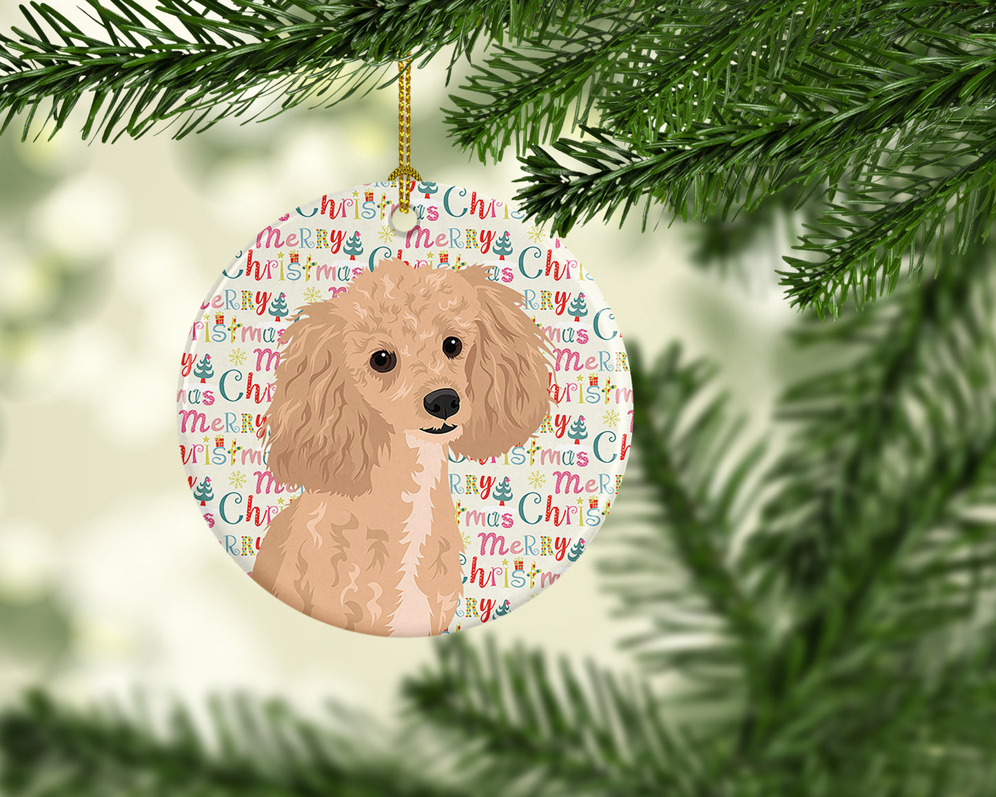 Poodle Toy Apricot #1 Christmas Ceramic Ornament