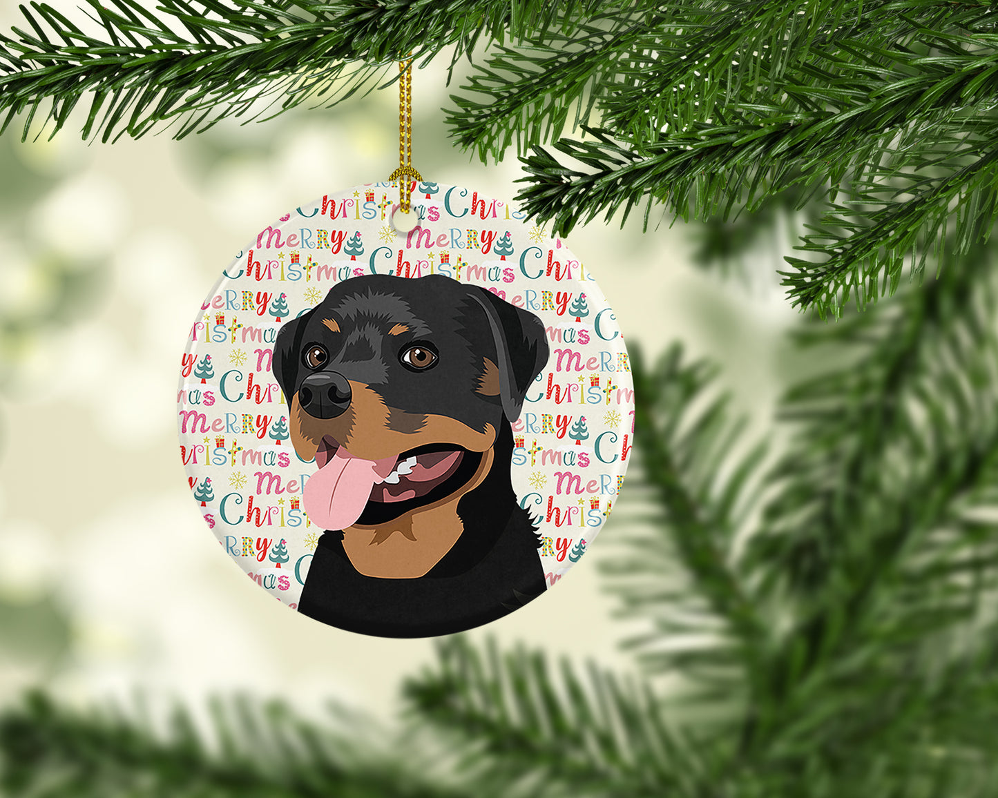 Rottweiler Black and Tan #1 Christmas Ceramic Ornament