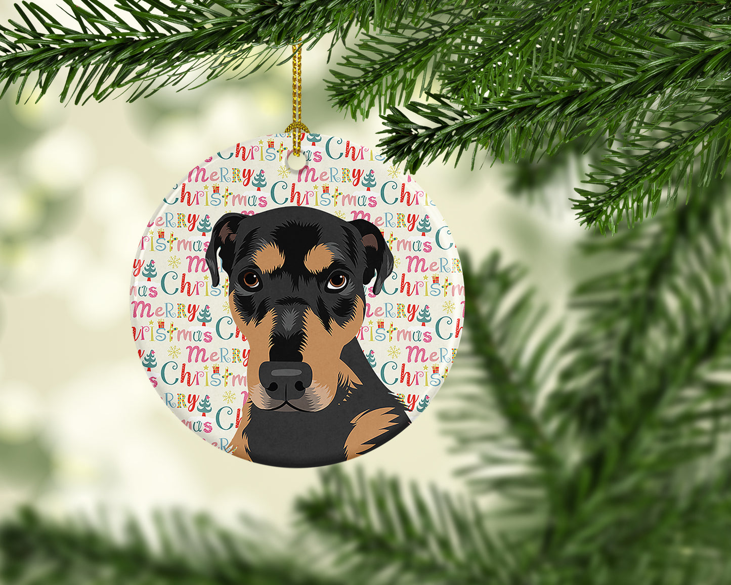 Rottweiler Black and Tan #2 Christmas Ceramic Ornament