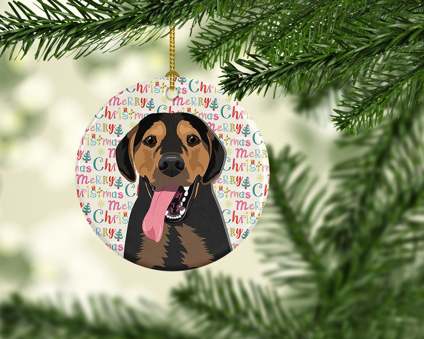 Rottweiler Black and Tan #4 Christmas Ceramic Ornament