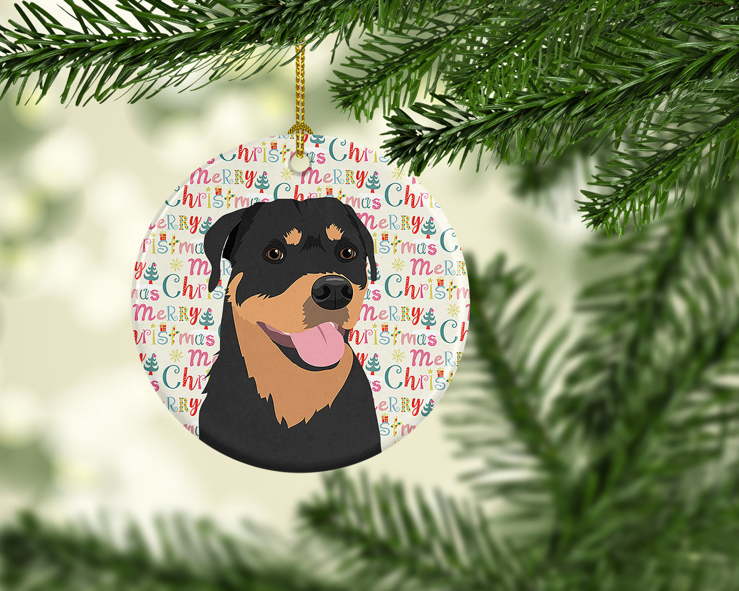 Rottweiler Black and Tan #7 Christmas Ceramic Ornament