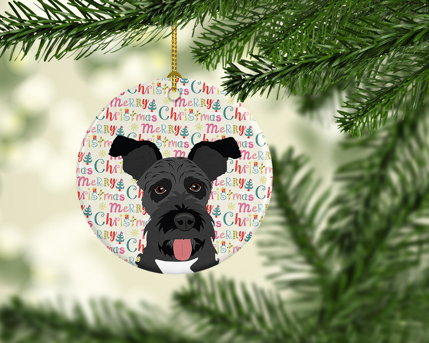 Schnauzer Black #3 Christmas Ceramic Ornament