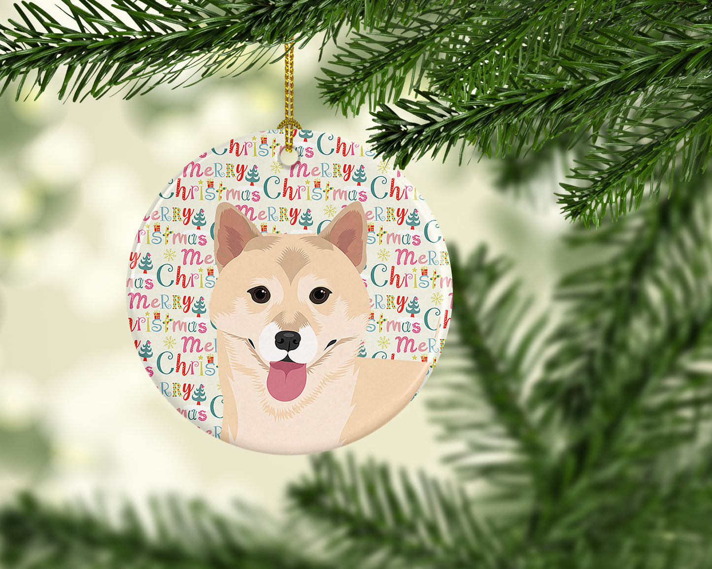 Shiba Inu Cream #1 Christmas Ceramic Ornament