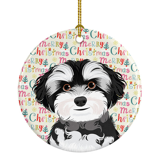 Buy this Shih-Tzu Black and White #2 Christmas Ceramic Ornament