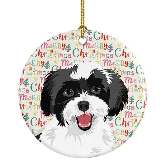 Buy this Shih-Tzu Black and White #3 Christmas Ceramic Ornament