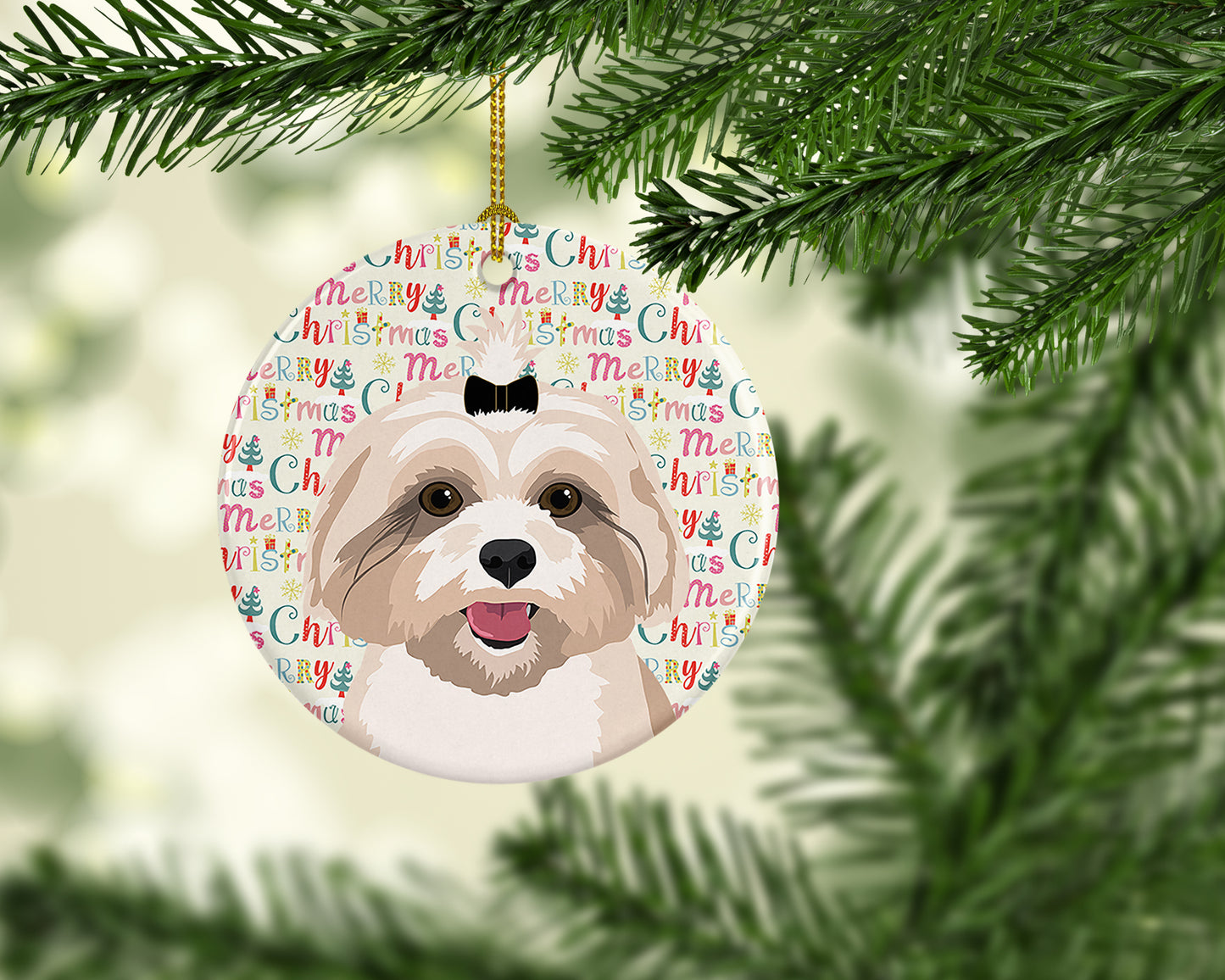 Shih-Tzu Gold #2 Christmas Ceramic Ornament