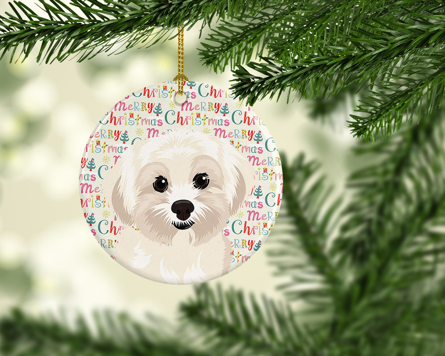 Shih-Tzu Gold #4 Christmas Ceramic Ornament