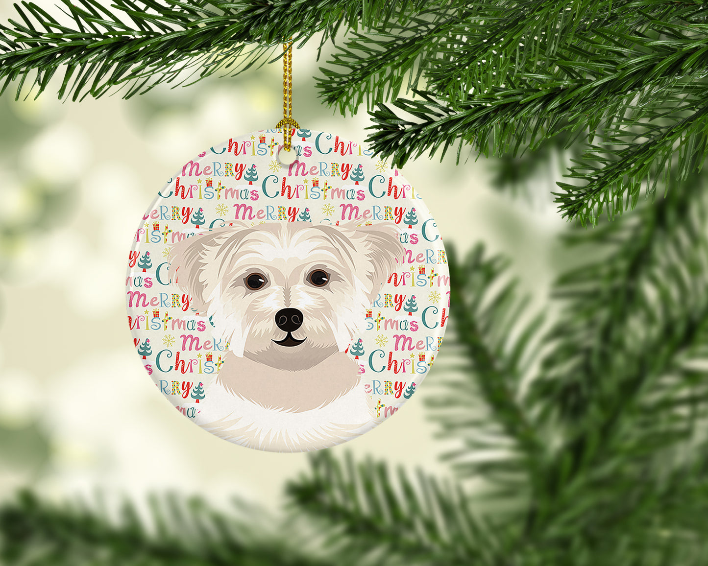 Shih-Tzu Gold #6 Christmas Ceramic Ornament