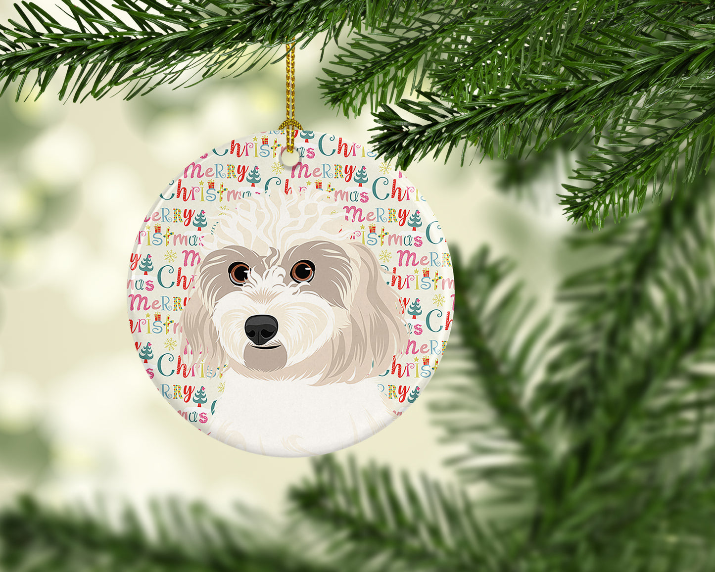 Shih-Tzu Gold #7 Christmas Ceramic Ornament