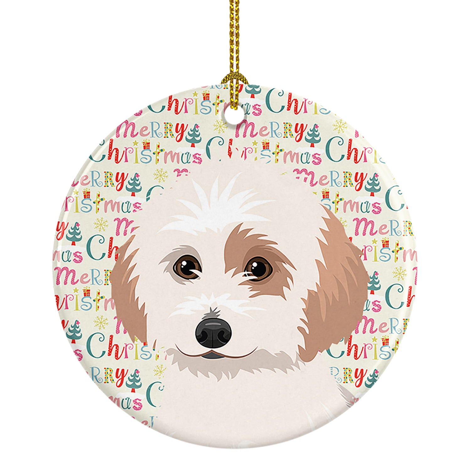 Buy this Shih-Tzu White and Red Christmas Ceramic Ornament