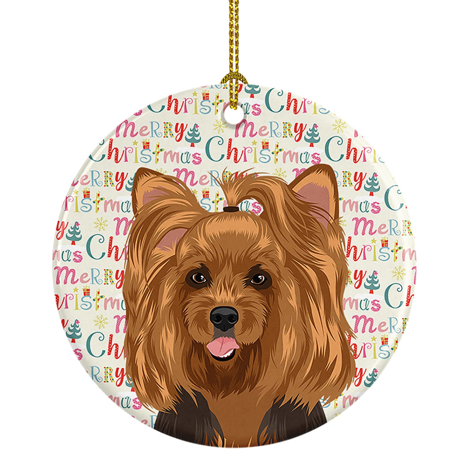 Buy this Yorkie Black and Gold #1 Christmas Ceramic Ornament