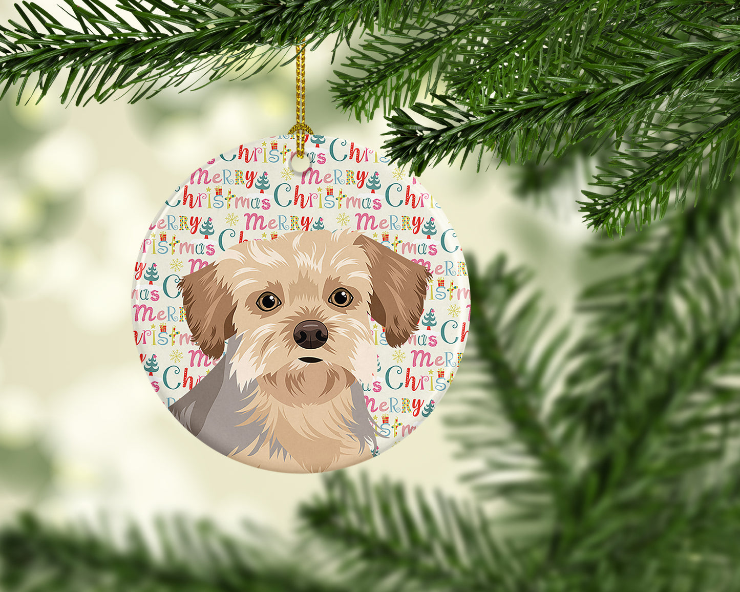 Yorkie Blue and Tan #1 Christmas Ceramic Ornament