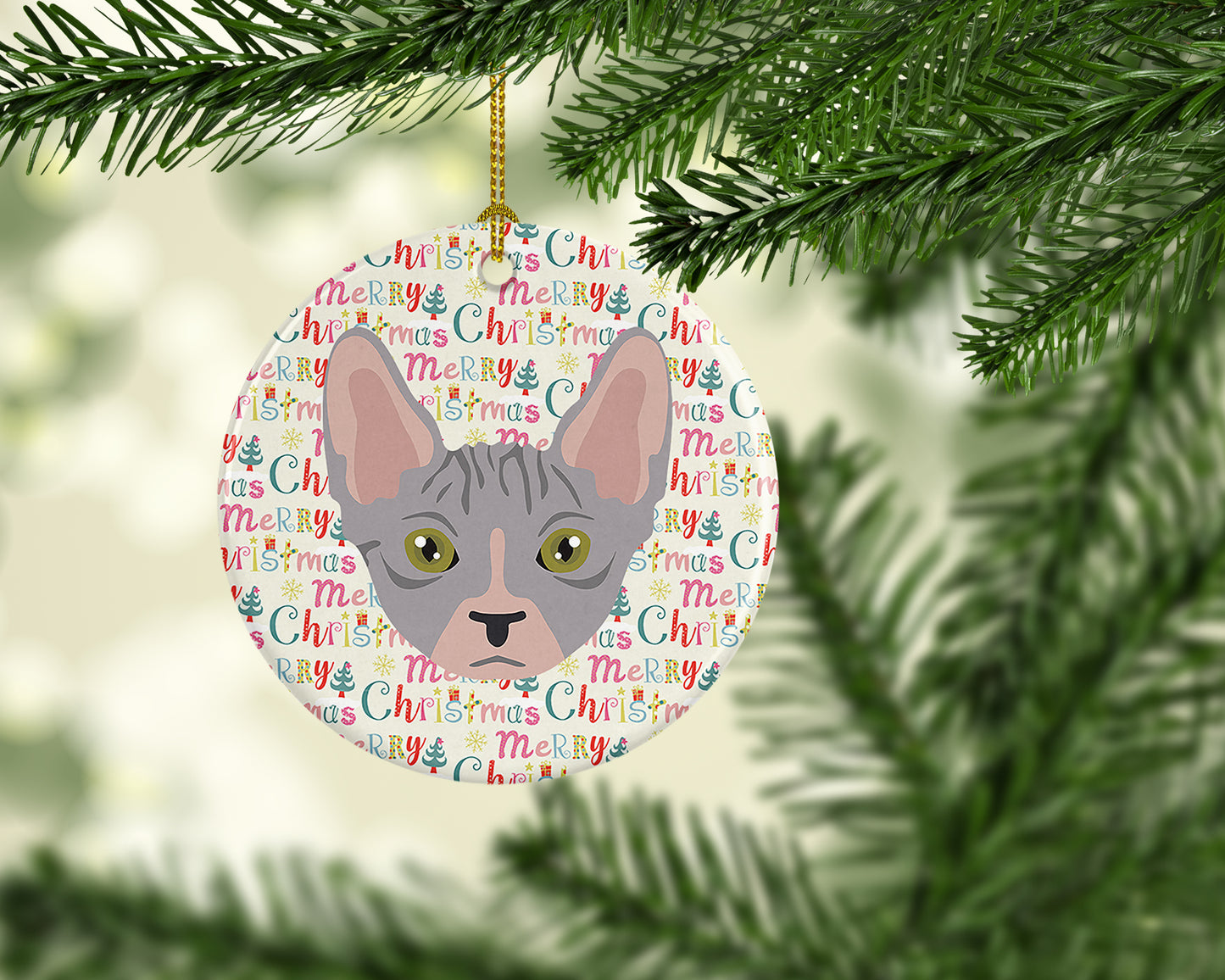 Bambino Cat Christmas Ceramic Ornament