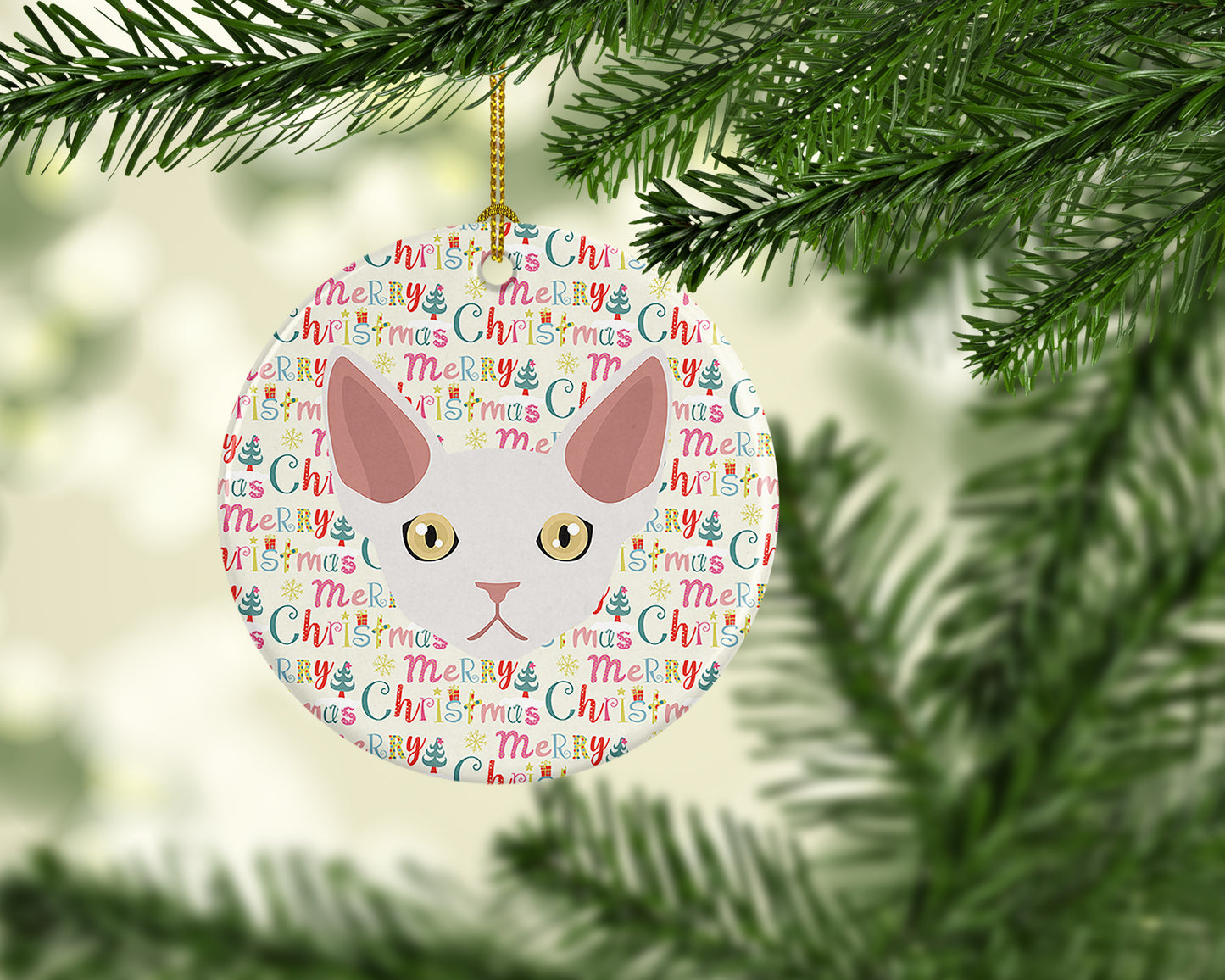 Devon Rex Cat Christmas Ceramic Ornament