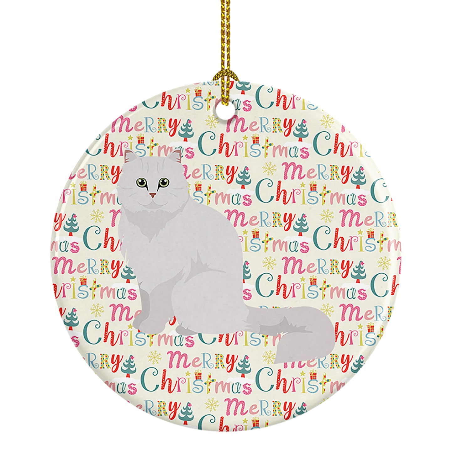 Buy this Chinchilla Persian Longhair Cat Christmas Ceramic Ornament