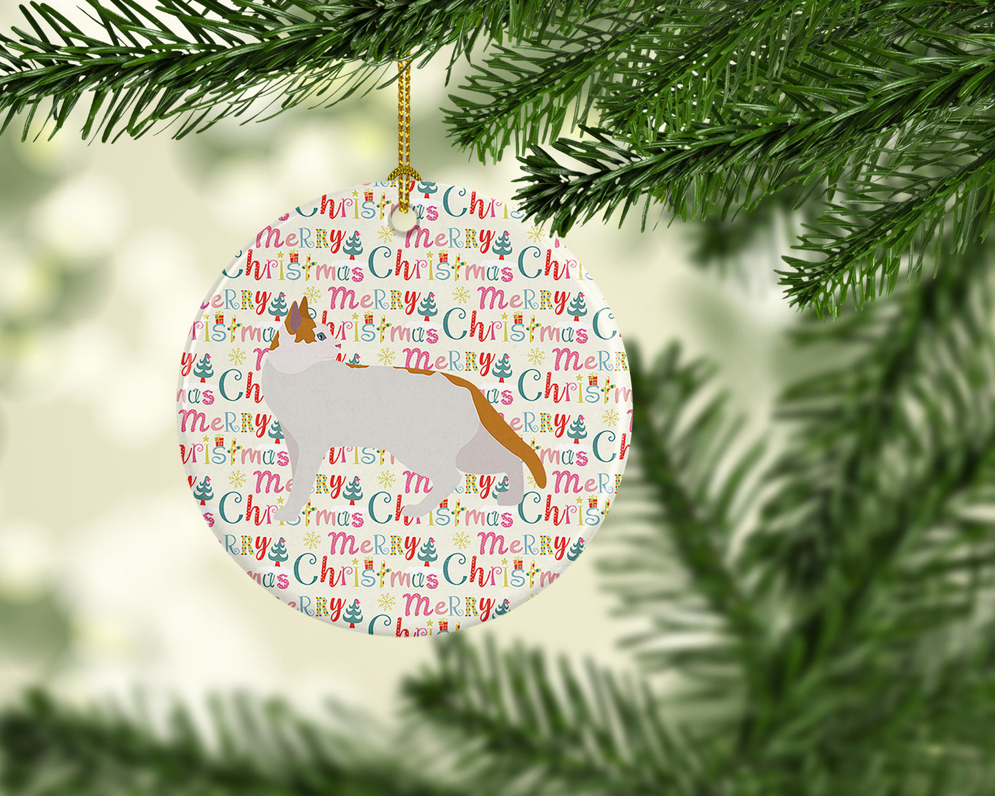 Arabian Mau Cat Christmas Ceramic Ornament