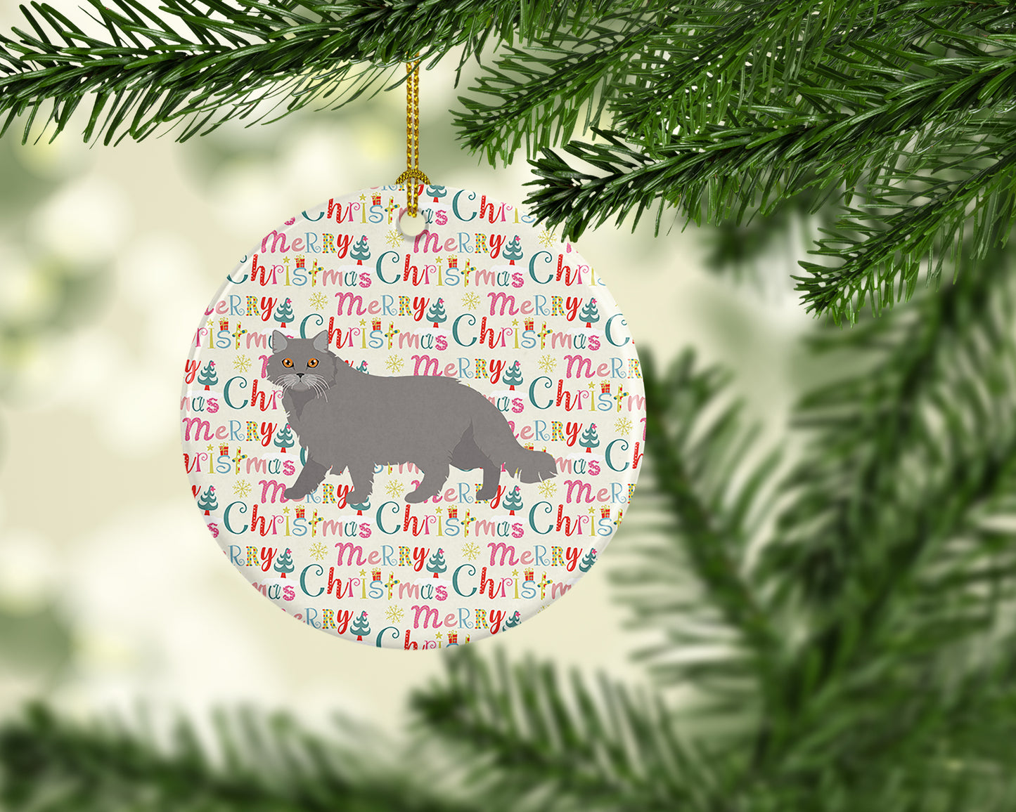 British Longhair Cat Christmas Ceramic Ornament