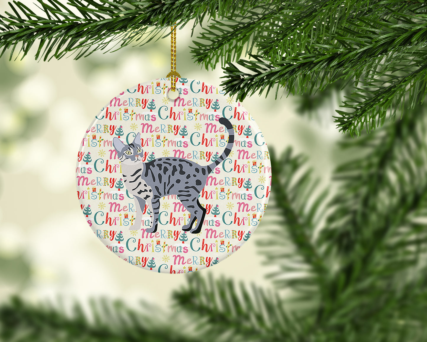 California Spangled #1 Cat Christmas Ceramic Ornament