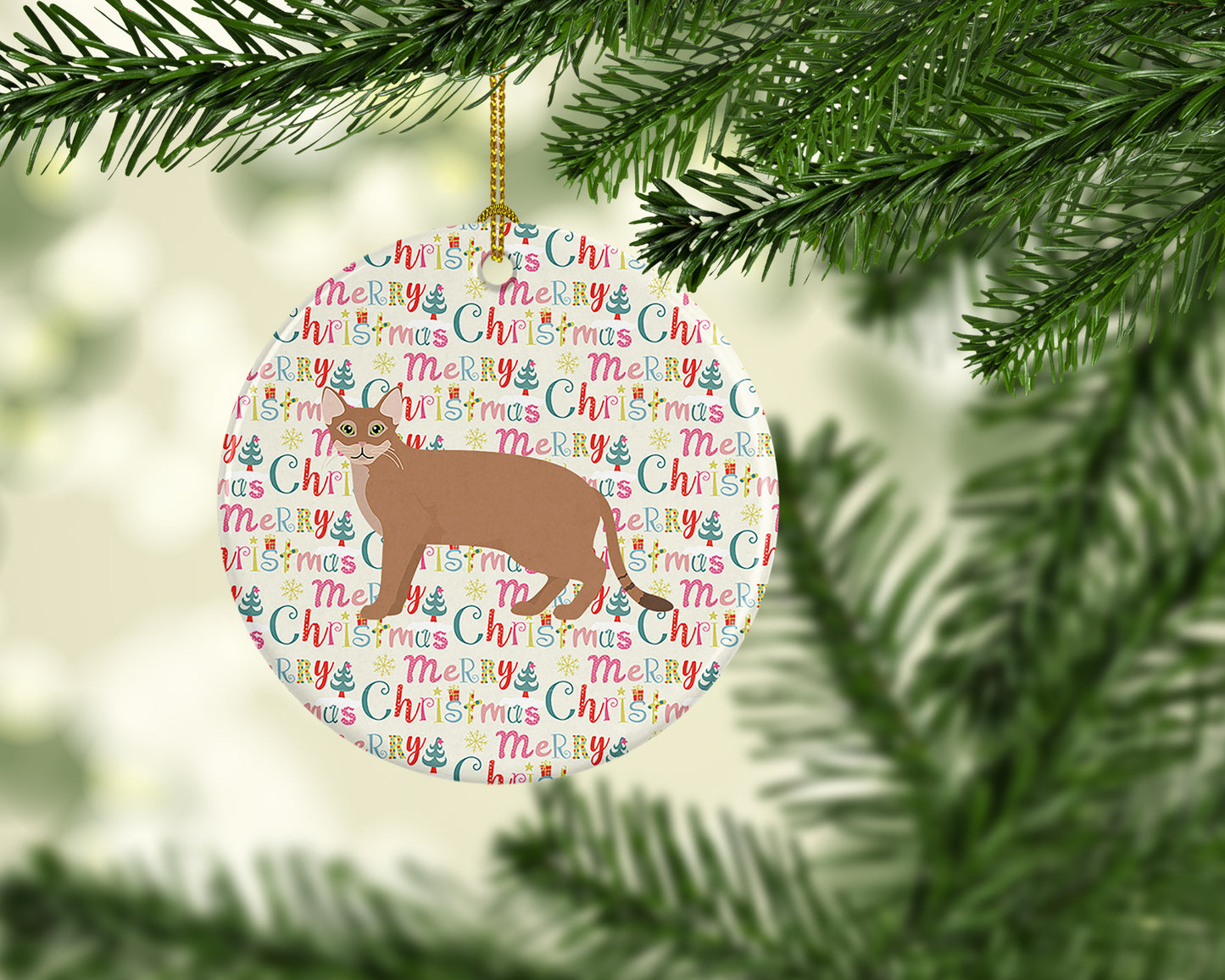 Chausie Cat Christmas Ceramic Ornament