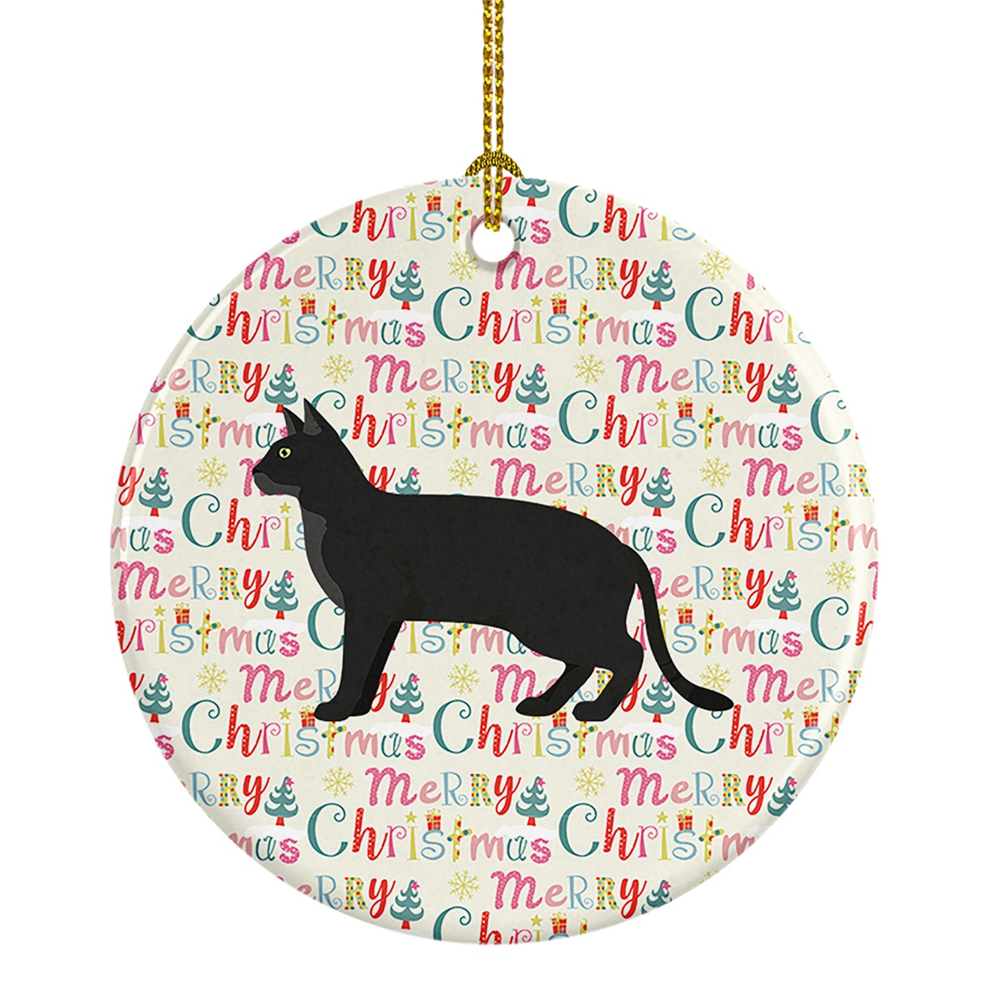 Buy this Chausie Black Cat Christmas Ceramic Ornament