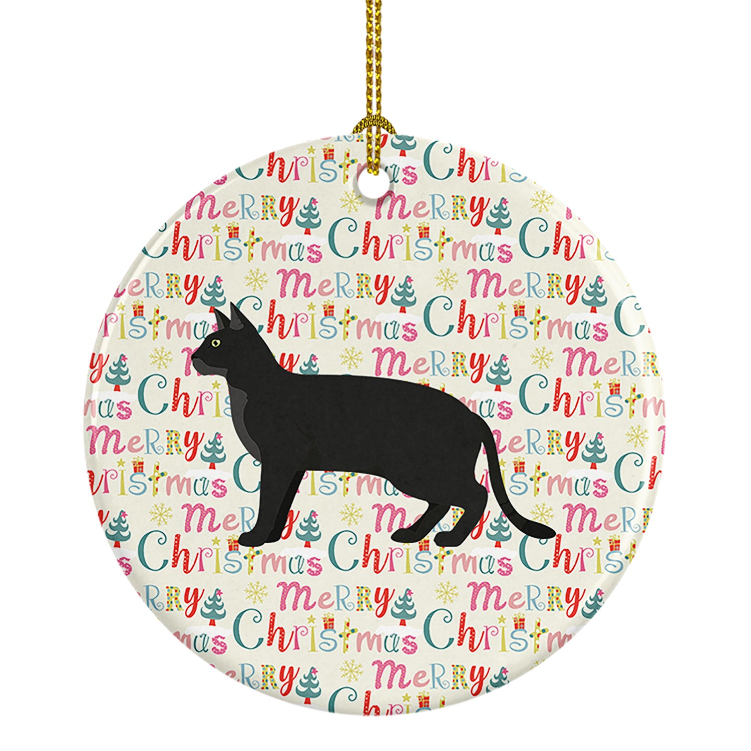 Buy this Chausie Black Cat Christmas Ceramic Ornament