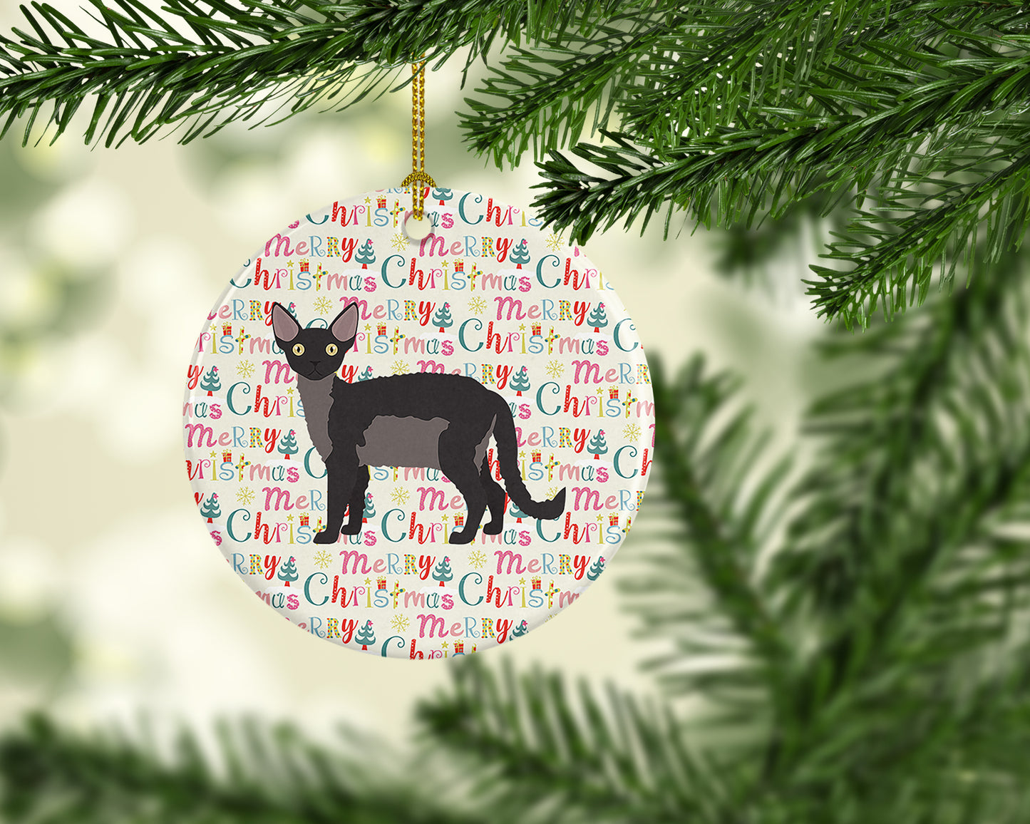 Devon Rex Cat Christmas Ceramic Ornament