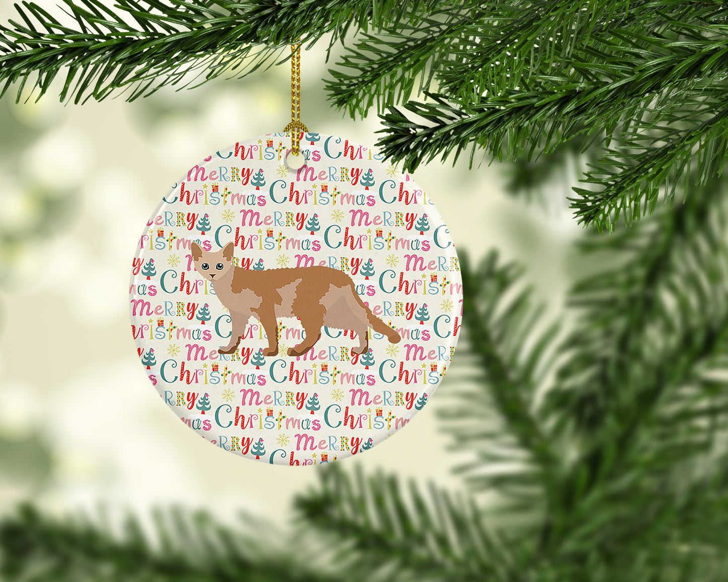Devon Rex #3 Cat Christmas Ceramic Ornament