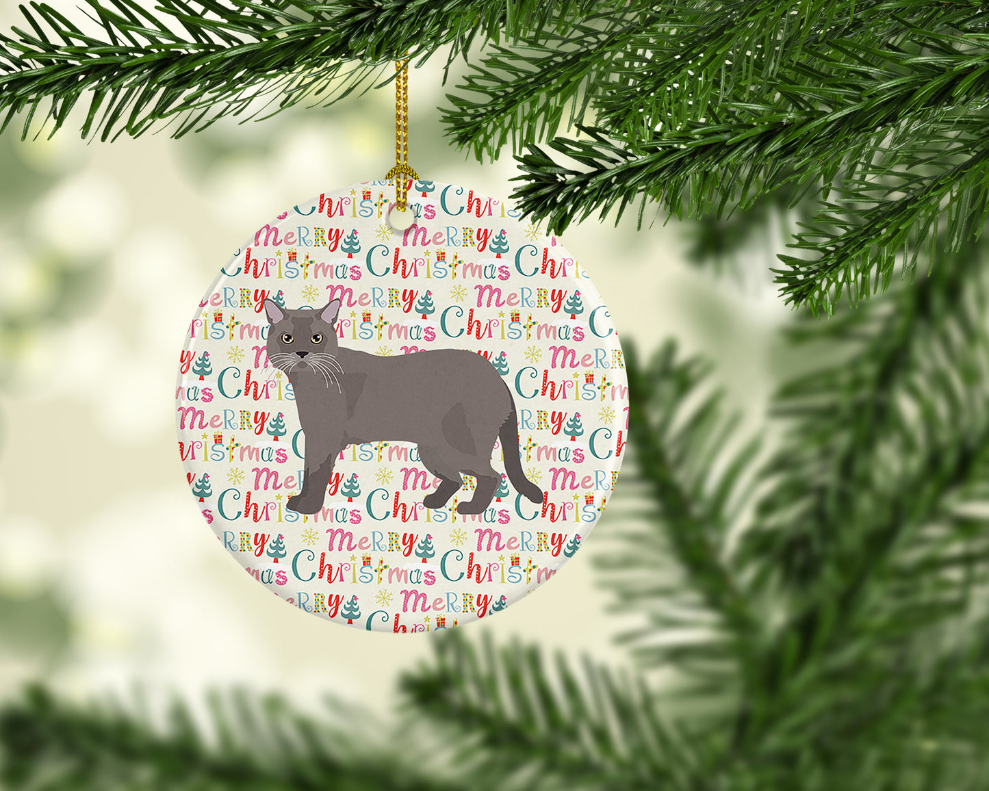European Burmese Cat Christmas Ceramic Ornament