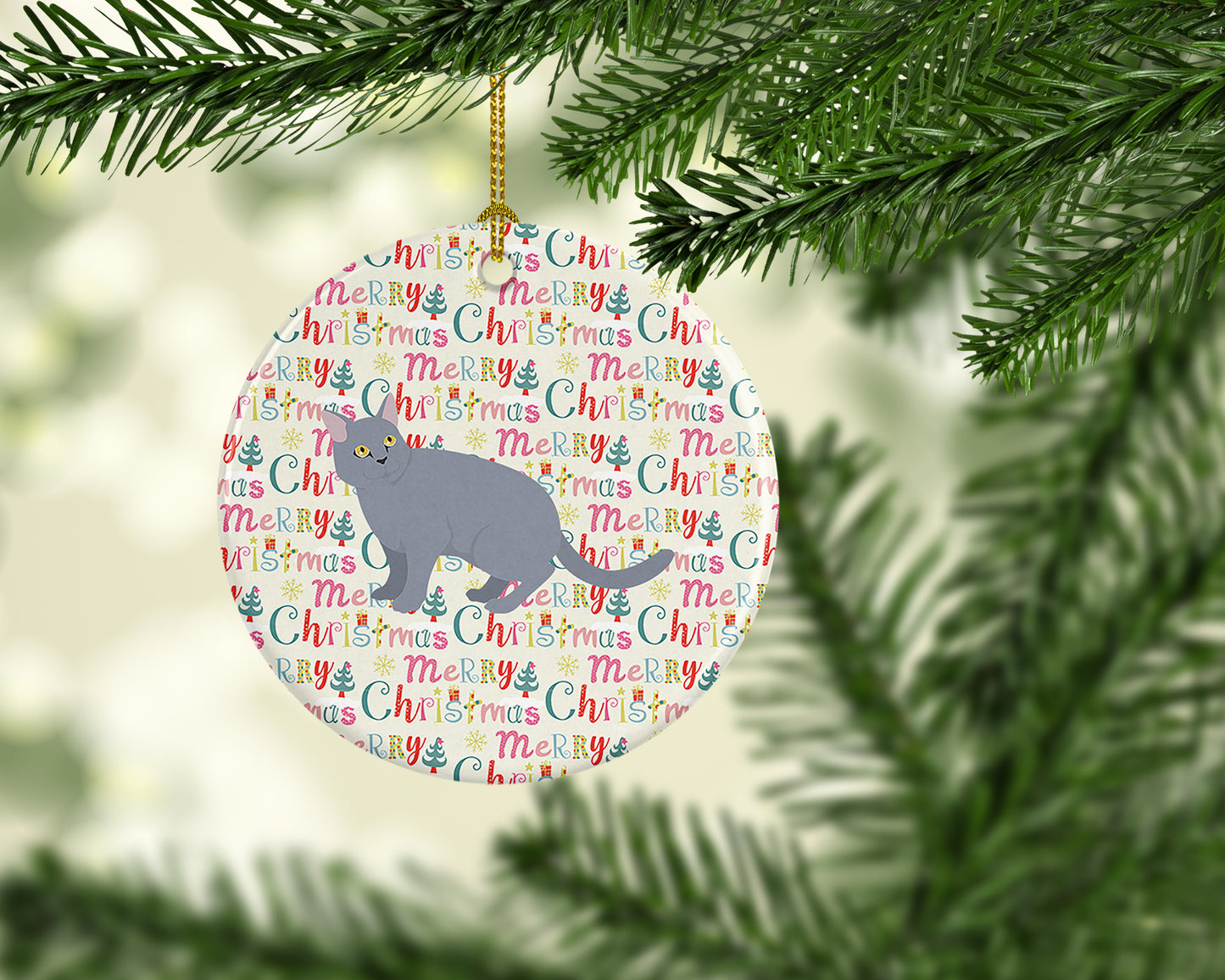 European Shorthair #3 Cat Christmas Ceramic Ornament