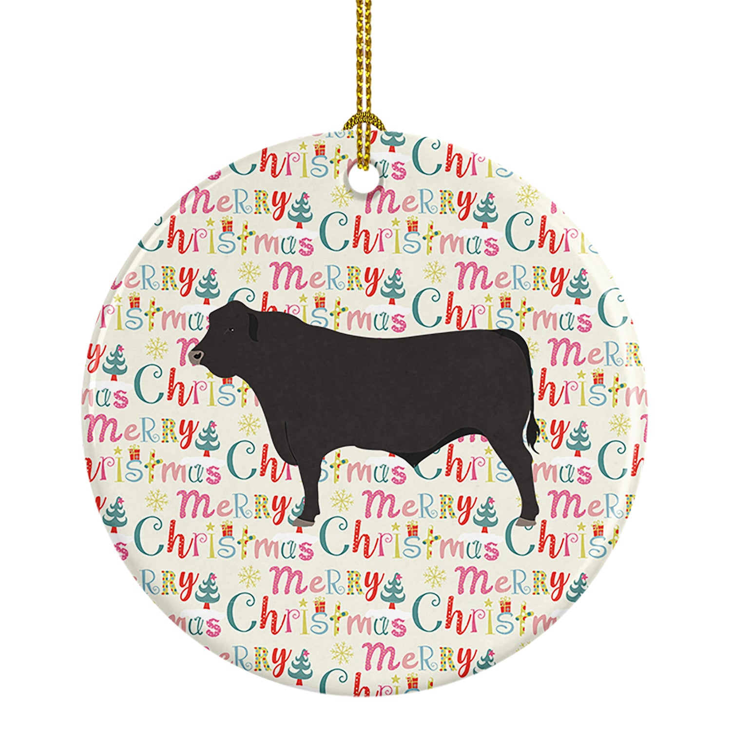 Buy this Black Angus Cow Christmas Ceramic Ornament