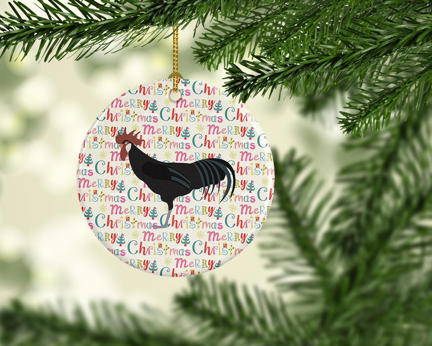 Minorca Ctalalan Chicken Christmas Ceramic Ornament