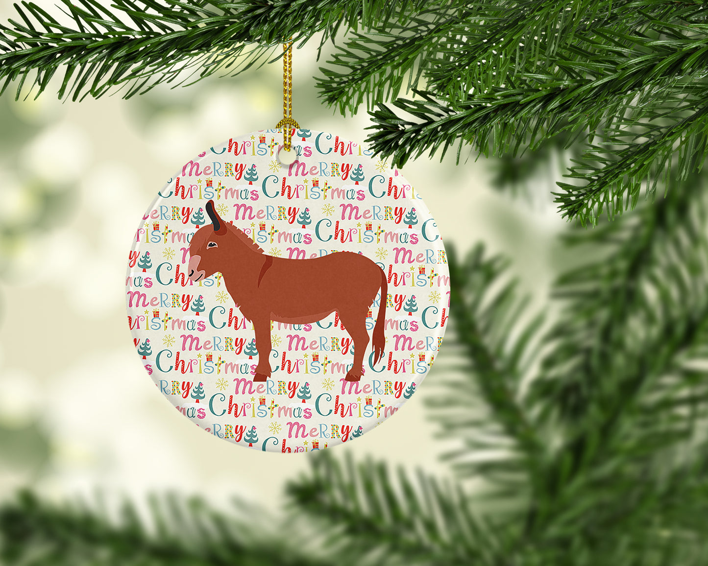 Irish Donkey Christmas Ceramic Ornament