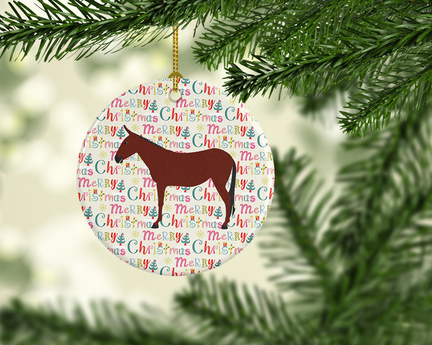 Hinny Horse Donkey Christmas Ceramic Ornament