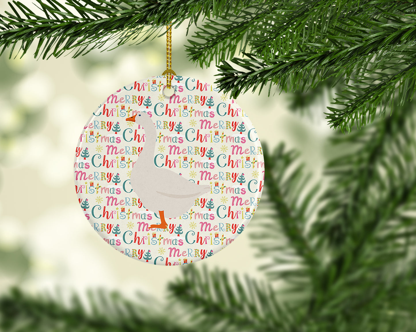 Embden Goose Christmas Ceramic Ornament