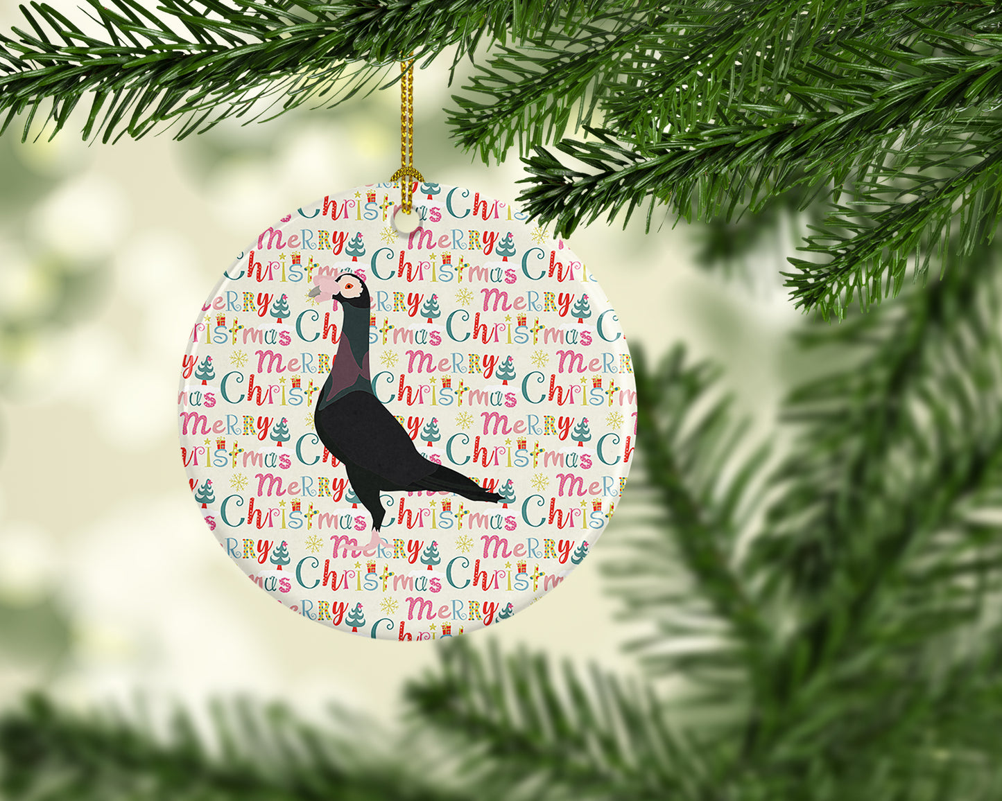 English Carrier Pigeon Christmas Ceramic Ornament